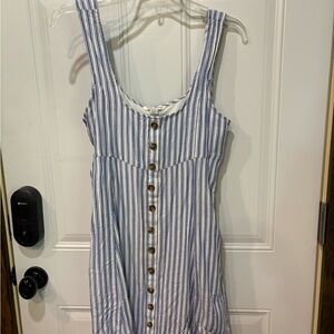 Blue and White Striped Button-Down Dress American Eagle